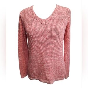 Chaps Coral Pink V-Neck Knit Sweater Med